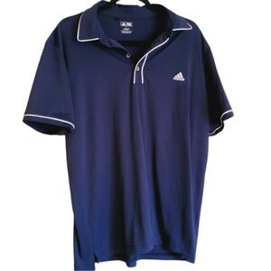 Adidas men's golf polo shirt blue white L
